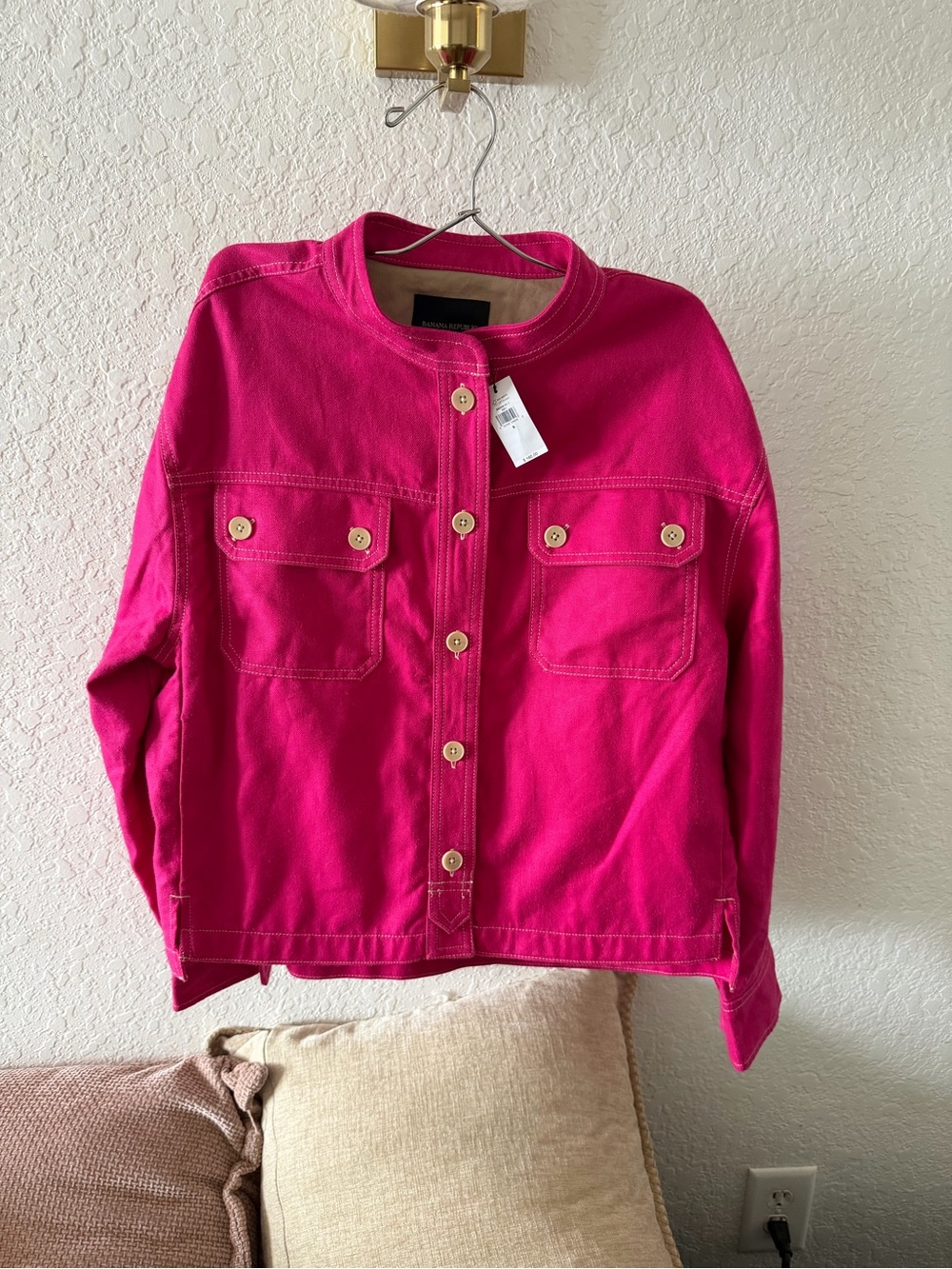 Banaba Republic New Women's Hot Pink Button-Front Collarless Jacket